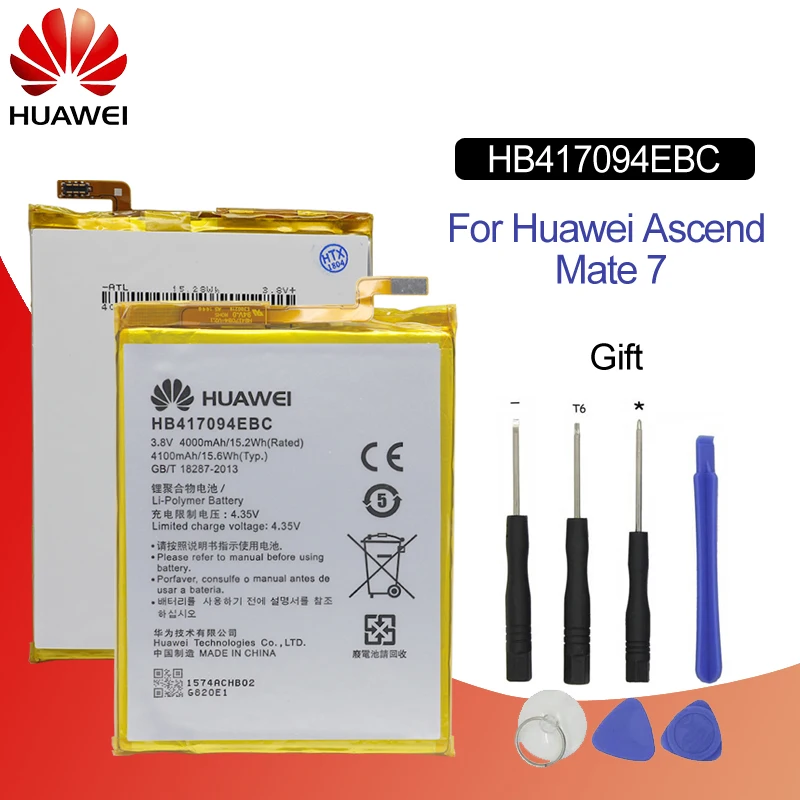 

Hua Wei Original Phone Battery HB417094EBC For Huawei Ascend Mate 7 MT7 TL00 TL10 UL00 CL00 4000/4100mAh Battery Free Tools