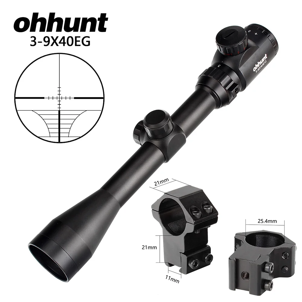 3-9X40 Оптический дальномер Сетка Красный Зеленый с подсветкой прицел охотничий прицел арбалет прицел для. 177. 22 калибра Airgun - Цвет: with Dovetail Rings