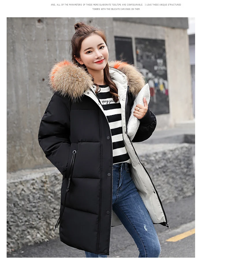 Зимнее теплое пальто Для женщин Длинные парки с искусственным мехом с капюшоном Для женщин s пальто Повседневное хлопковая стеганая куртка