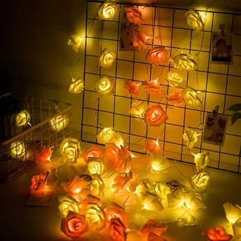 

LED Rose Lanterns Marriage Proposal String Lights Garland LED Colored Outdoor String Lights Battery Powered Warm White