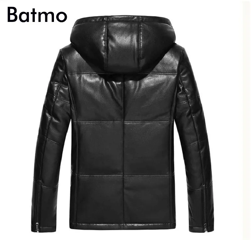 Batmo 2017 новое поступление Зима Высокое качество PU 95% белая утка вниз куртка с капюшоном, теплая куртка мужская 1720