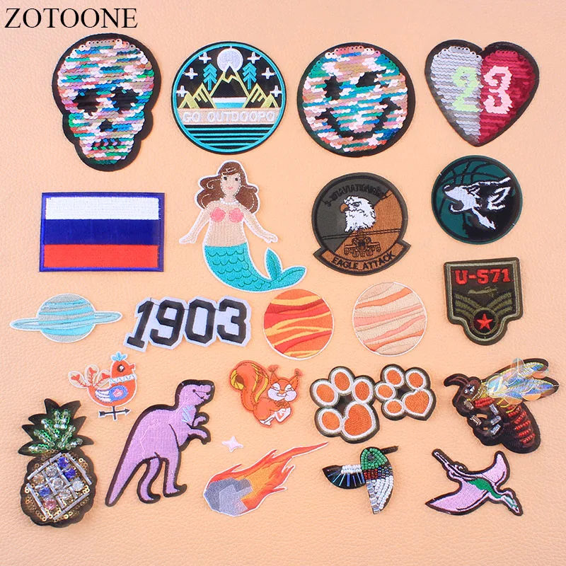 Iron On Reversible Sequin Skull Embroidery Applique Patch for Jeans Jacket