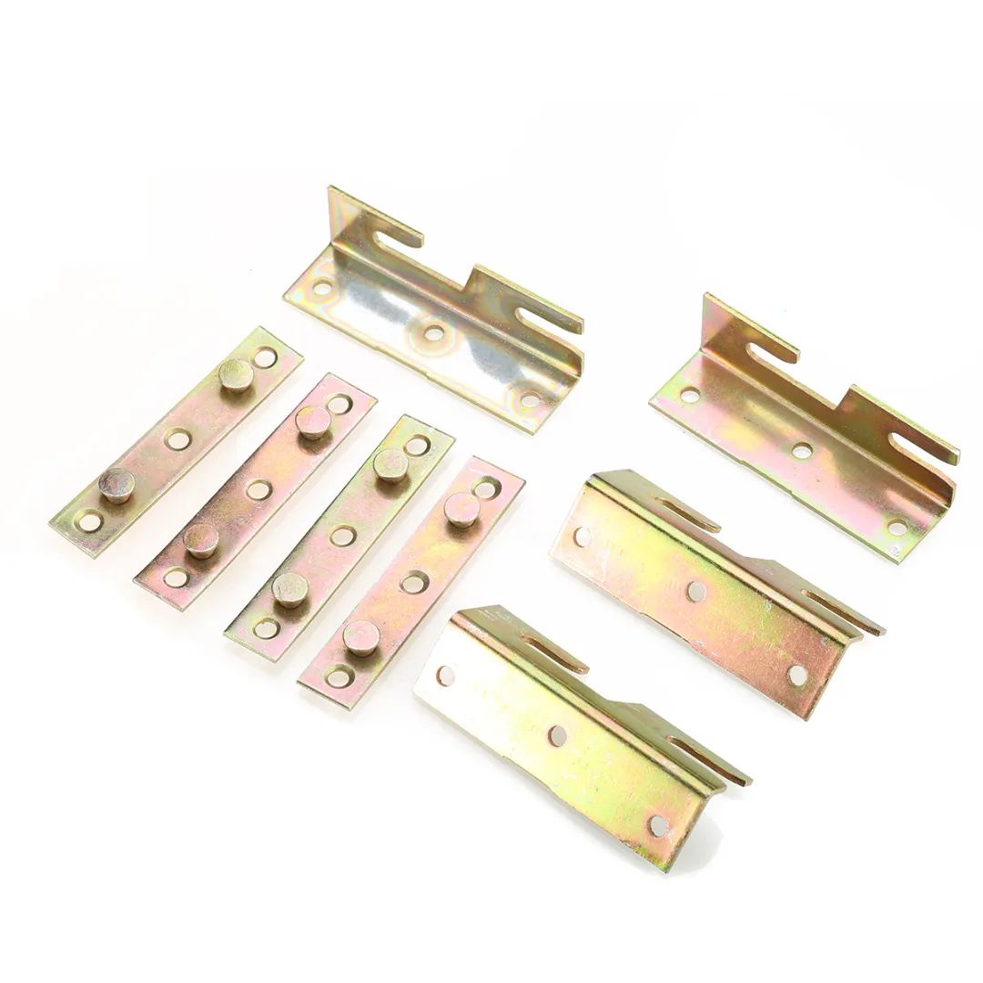 

4 Set Brass Bed Bracket Fitting Furniture Wood Bed Rail Bracket Screws Snap Connectors Fasteners Kit Hardware Tool