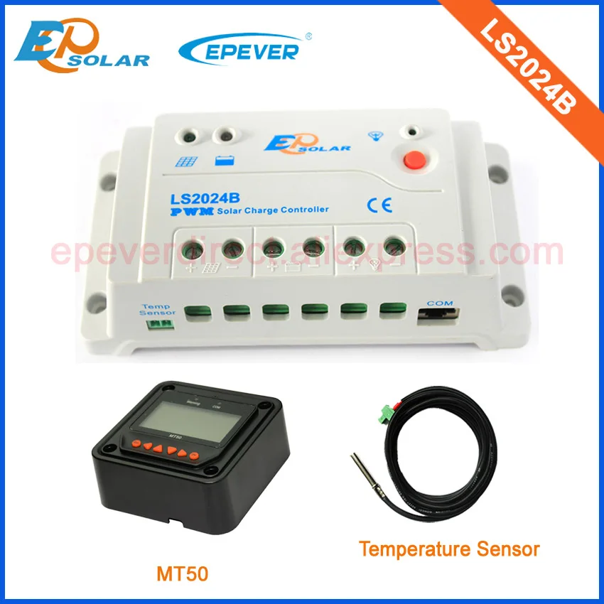 

PWM control charger solar 20A 20amp LS2024B with black MT50 remote meter and temperature sensor