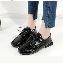 Женские туфли-оксфорды из лакированной кожи на плоской подошве, Женская весенняя обувь, Размеры 35-39