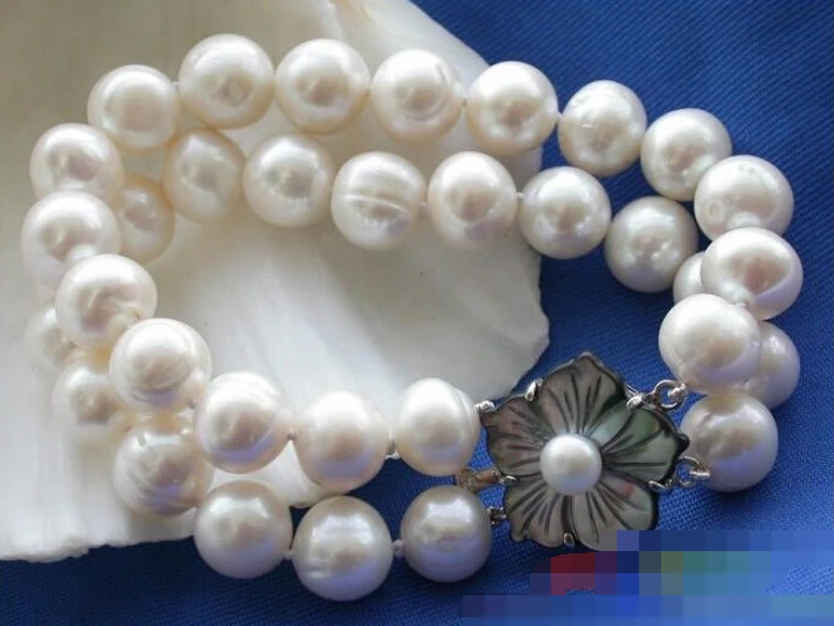 

Hot sell ->@@ 0690 2ROW white ROUND FRESHWATER CULTURED PEARL BRACELET -Top quality free shipping