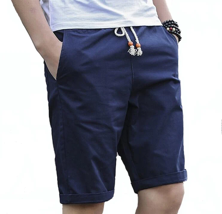 Летние мужские шорты кэжуал, облегающие однотонные хлопковые шорты в стиле кэжуал, мужские Модные дышащие пляжные шорты-бермуды masculina