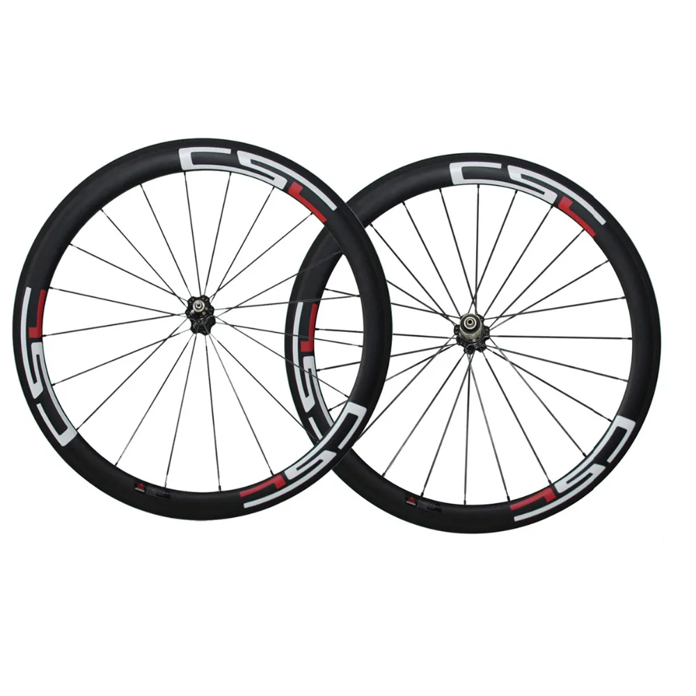 Best CSC 25mm wide 50mm Clincher Tubeless  Carbon Road Wheelset Bicycle Wheels sapim pillar 1420 spokes 3