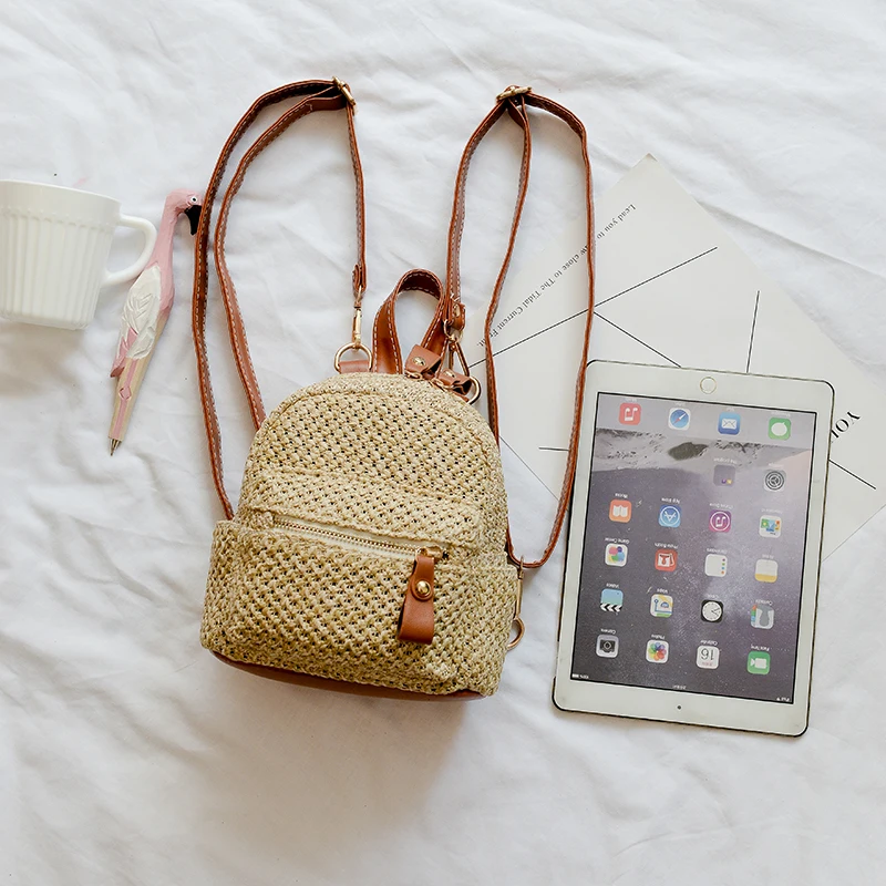 

Hot 2019 Fashion Women's Backpack Bohemian Straw Woven Beach Bag GirlCasual Travel Backpack
