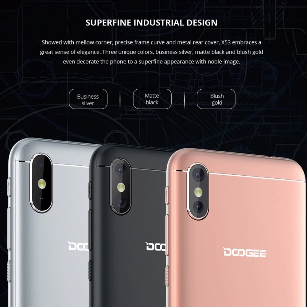 DOOGEE X53 5 3 &quot18:9 мобильный телефон Android 7 0 MTK6580M 4 ядра 1 ГБ Оперативная память 16 Гб