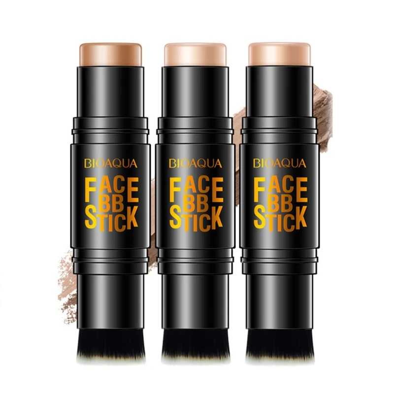 

BIOAQUA Brand Pro Concealer Foundation Stick Base Makeup Eye Lip Face Cosmetic Pen BB Cream Highlighter Contour Stick with Brush