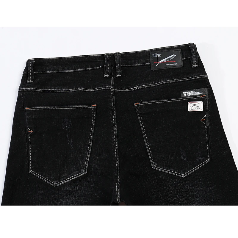 KSTUN Jeans for Men Famous Brand Black 2018 Winter Stretch Business Casual Slim Fit Male Straight Classic Trousers High Quality 