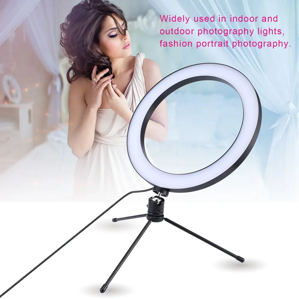 Dimmable LED Studio Camera Ring Light Photo Phone Video Light Annular Lamp With Tripods Selfie Stick Ring Fill Light For Canon