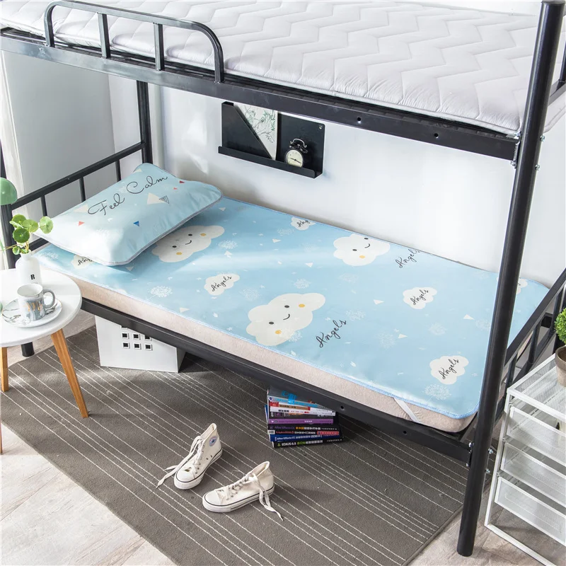 buy Cartoon Cloud Mattress Protector Cover Washable Bed Topper Sheet Student Dormitory Ice Silk Soft Summer Sleeping Bed Mat