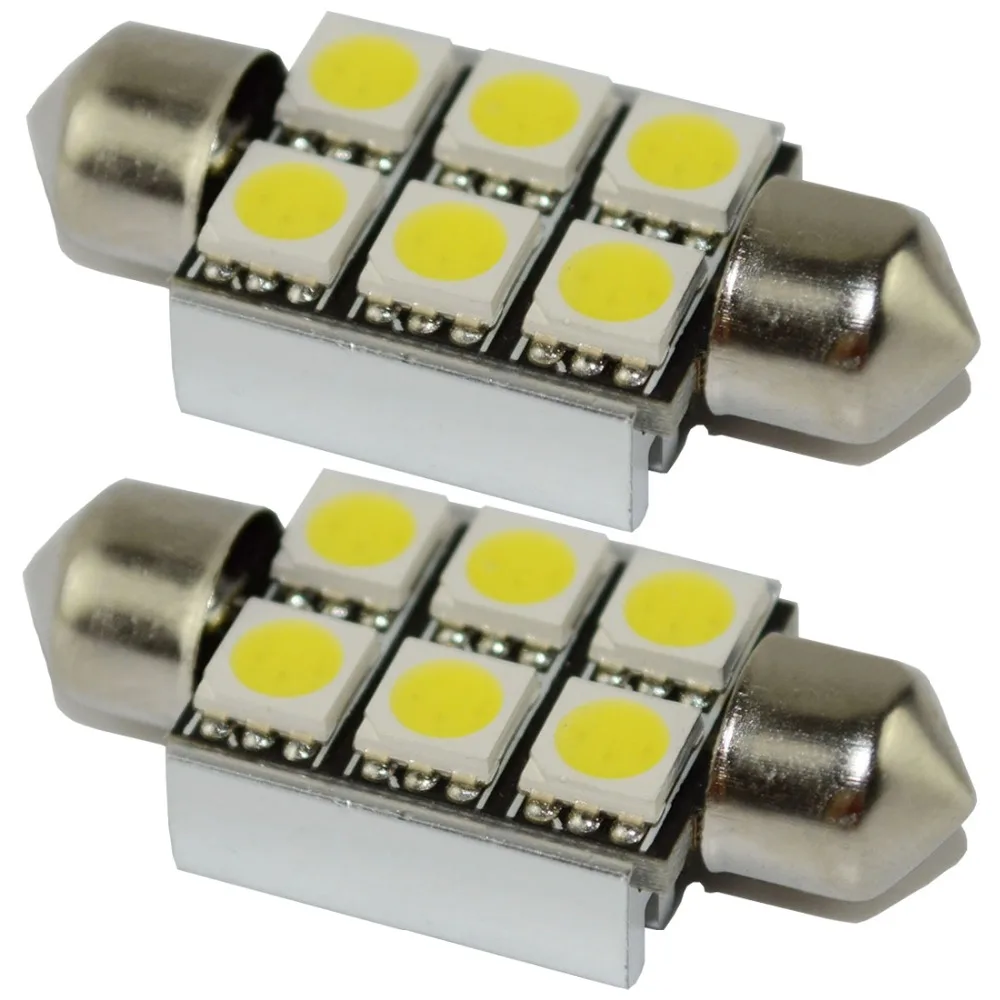 10 шт./лот белый гирлянда Canbus 12 В 36 мм/39 мм/42 мм 6SMD 5050 светодио дный авто свет лампы