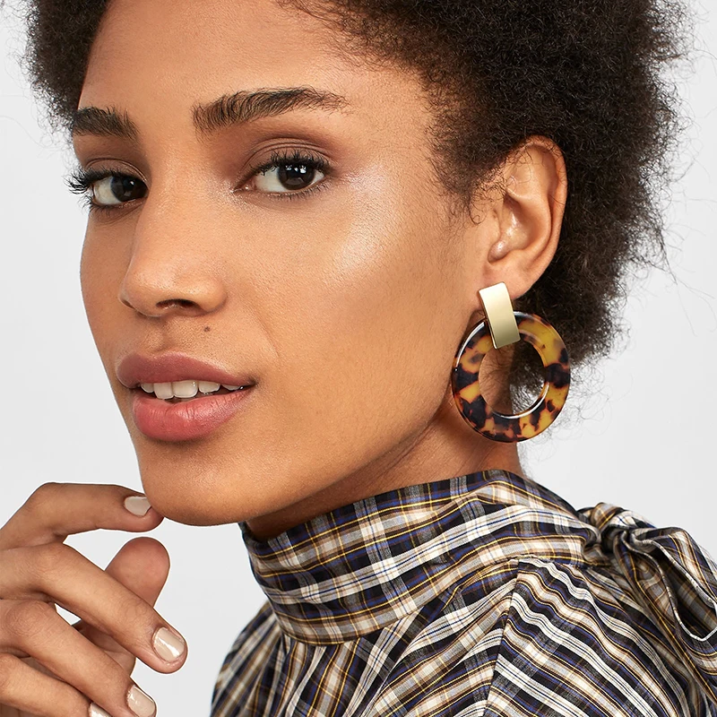 Nouvelle-Mode-Grand-Rond-Imprim-L-opard-Acrylique-de-Baisse-Balancent-Boucles-D-oreilles-Femmes-Transparent