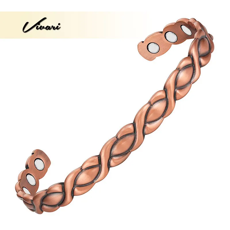 

Vivari Fashion Lady Vintage Copper Magnetic Bracelet For Women With Cross And Oval Pattern Health Fashion Jewelry With 6 Magnets
