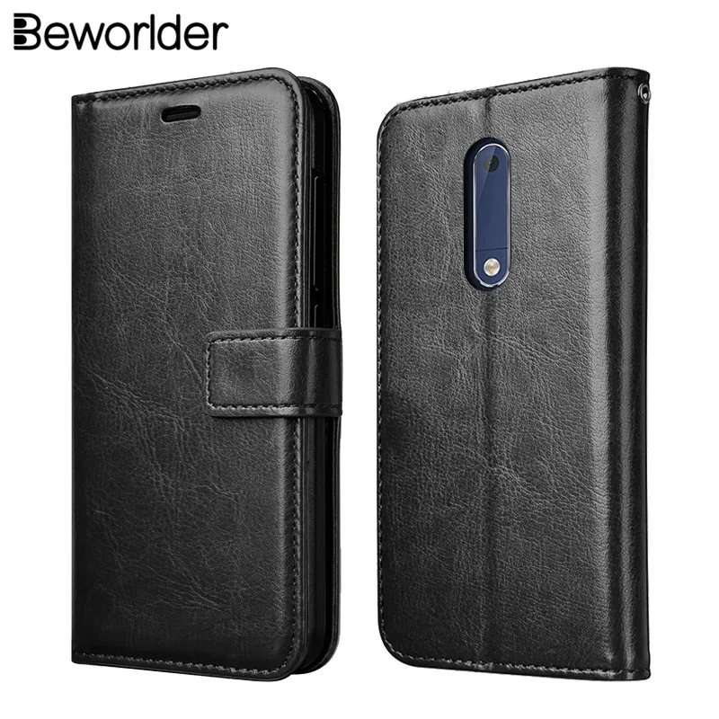 Beworlder For Nokia 5 Case Nokia5 Luxury Bags PU Leather Flip Stand Photo Frame Wallet Card Slot Retro Phone Cover | Мобильные