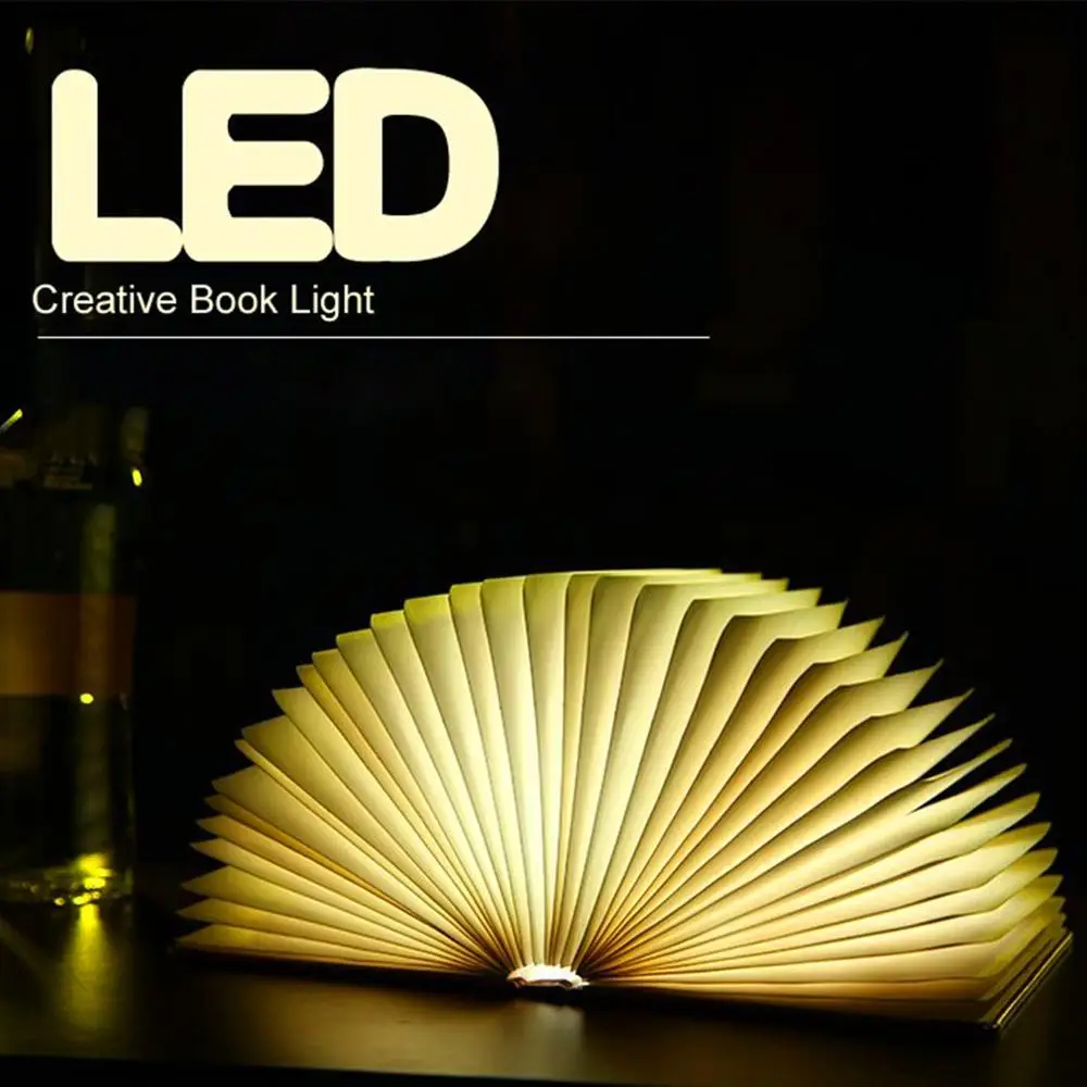 

LED Book Light Creative Wooden Foldable & Flexible Magnetic USB rechargeable LED Flip Night Light Mood light