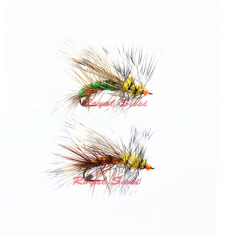 Professional hand tied 2 colors assorted 4pcs trout fishing dry flies 14# stimulator artificial stonefly adult insect fly lure