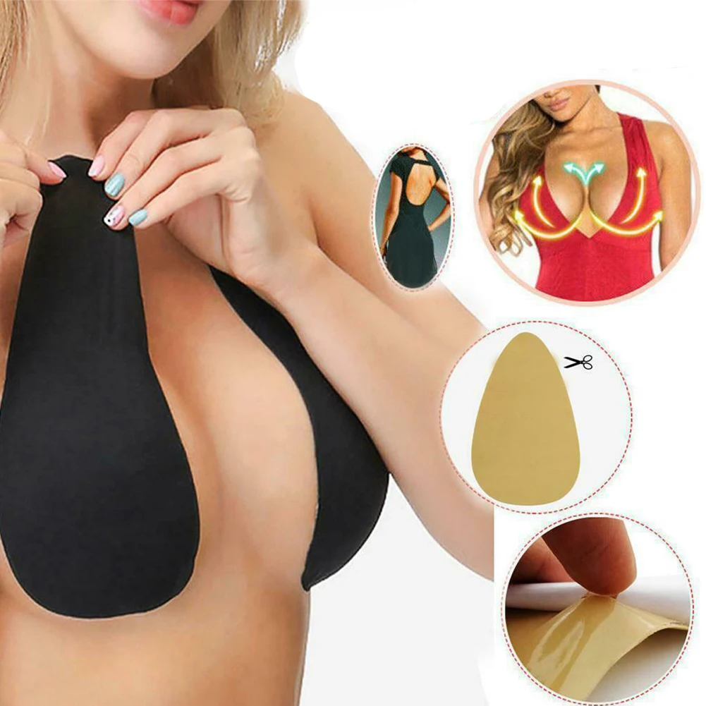 

Summer New Ultra-thin Women Breast Sticker Reusable Invisible Silicone Strapless Bra Teardrop Shaped Breast Lifting Nipple Cover