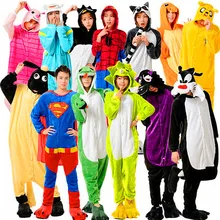 Autumn spring winter flannel lovers couples women animal pajamas one piece cartoon sleepwear kugurumi cheap adult animal onsies