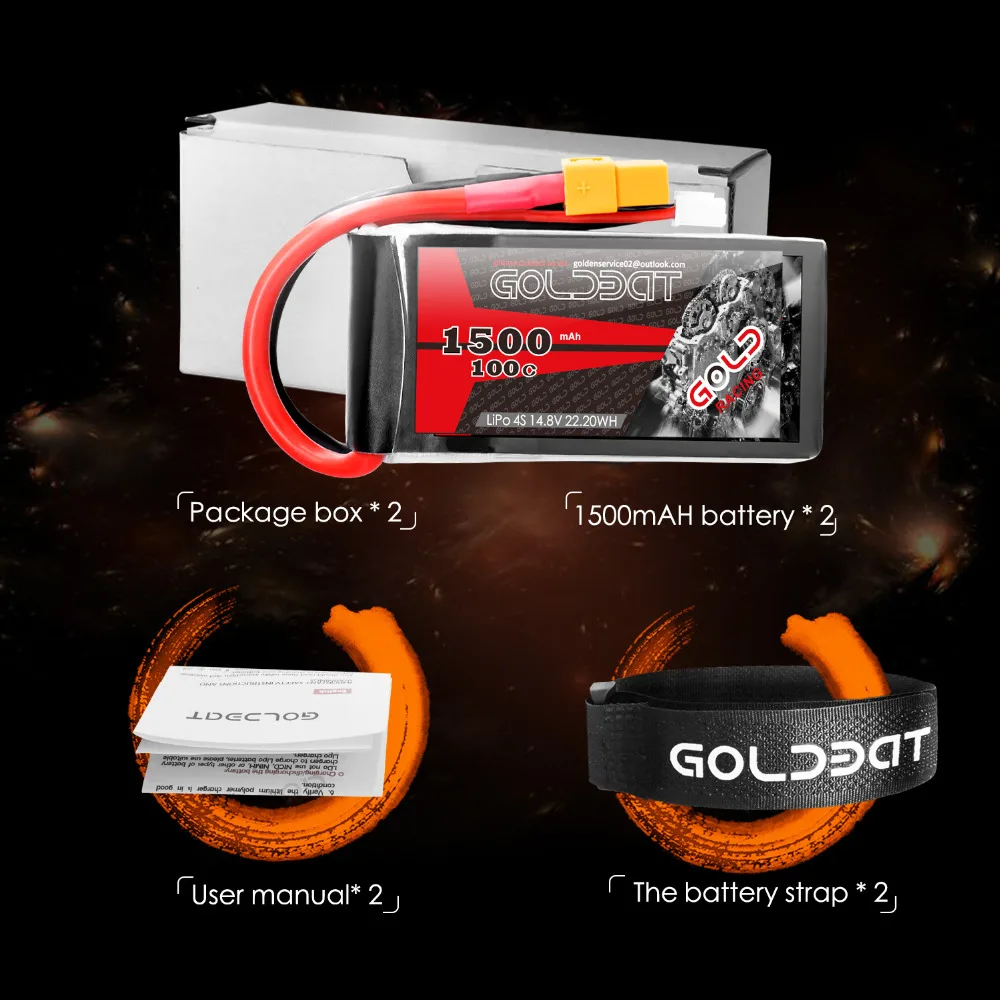 2 единицы GOLDBAT 1500mah Lipo батарея 14,8 v батарея Lipo 4S батарея 14,8 v lipo Дрон батарея 100C с XT60 разъем для fpv rc грузовик