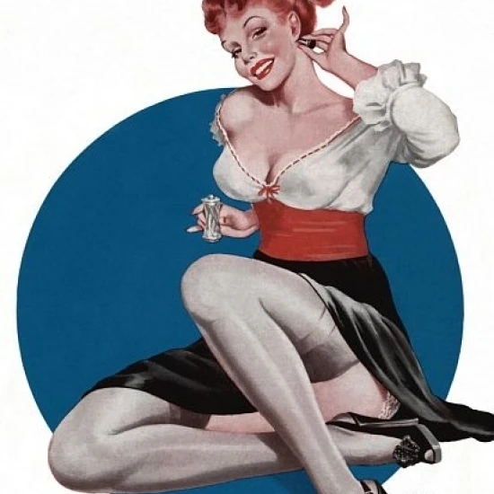 Pin Up Sexy Redhead In Long Skirt Poster Print (24 x 36)