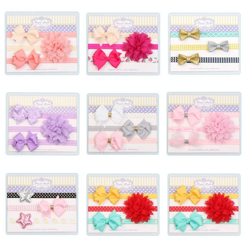 

3pcs/set Hair Accessories Girls Headband Handmade Ribbon Bow Lace Flower Hairband With Gift Box For Present