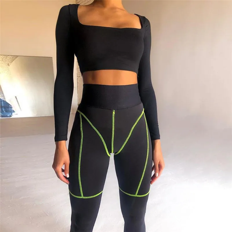 

2019Summer hot new fashion women's fashion color contrast slim body hip fitness trousers suitable for sporting running P1734233