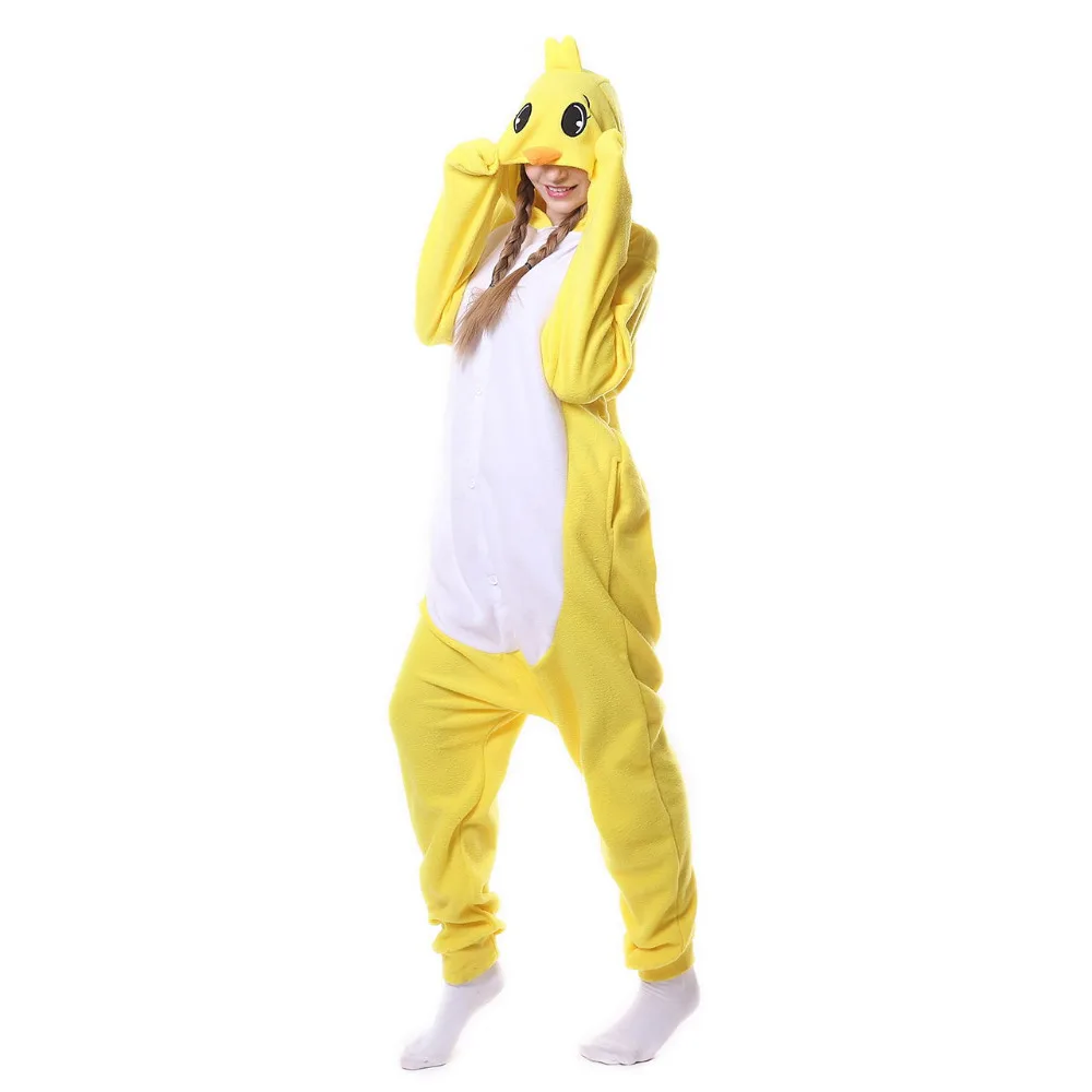 Кигуруми животных Желтый цыпленок комбинезон курица пижамы взрослых Косплей костюмы костюм для сна унисекс пижамы