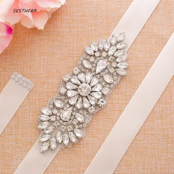 

Crystal And Rhinestone Wedding Belt Beading Bridal Sash For Wedding Gown Handmade Wedding AccessoriesJ149S