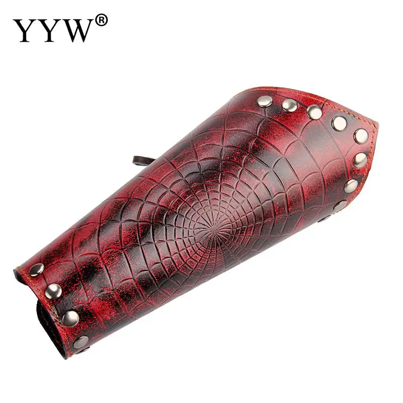 YYW косплей реквизит из искусственной кожи Bracers зашнуровать руку манжеты Перекрещенные завязки Spiderweb стимпанк средневековая мода красный
