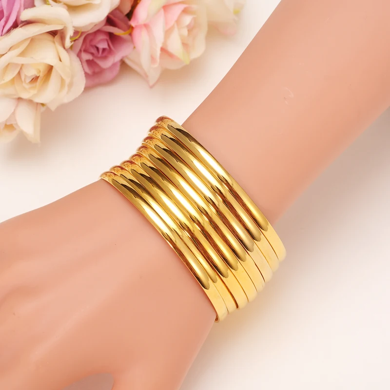 

12pcs Gold Bangle for Women Gold Dubai Bride Wedding Ethiopian Bracelet Africa Bangle Arab Jewelry Gold Charm Bracelet gifts