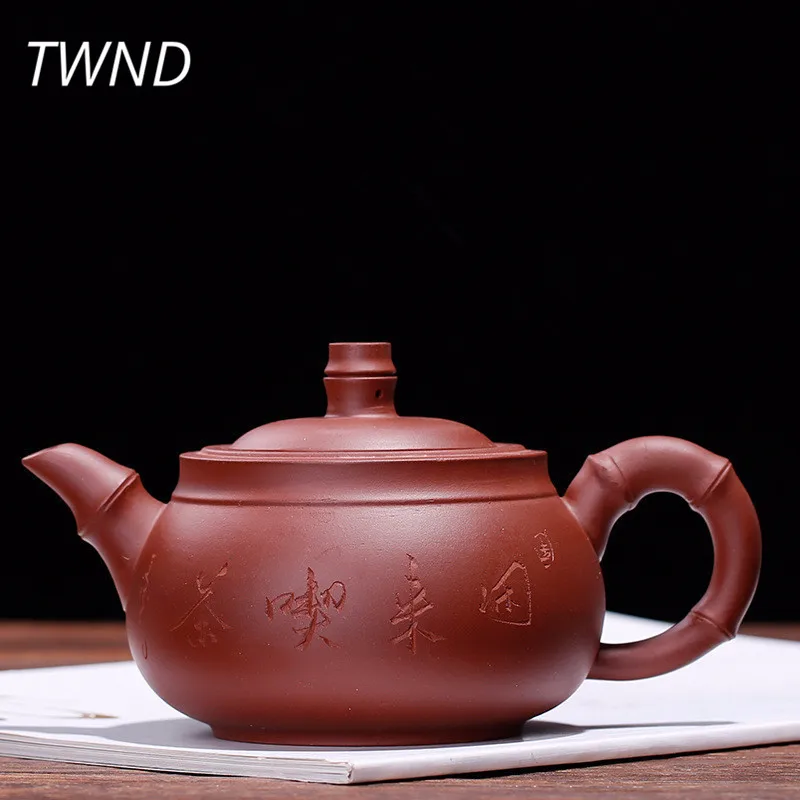 

360CC yixing teapot large capacity bamboo tea pot kung fu kettle purple clay drinkware suit Tie Guanyin Oolong tea Dahongpao 17