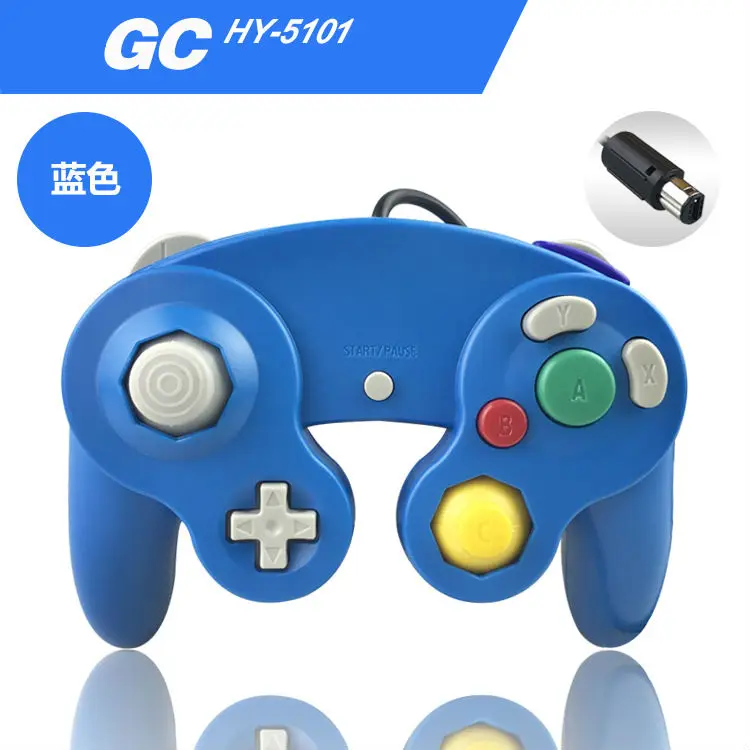 Полный геймпады для Gamecube контроллер проводной ручной джойстик для NAND для GC контроллер для MAC компьютера ПК - Цвет: blue-GC port