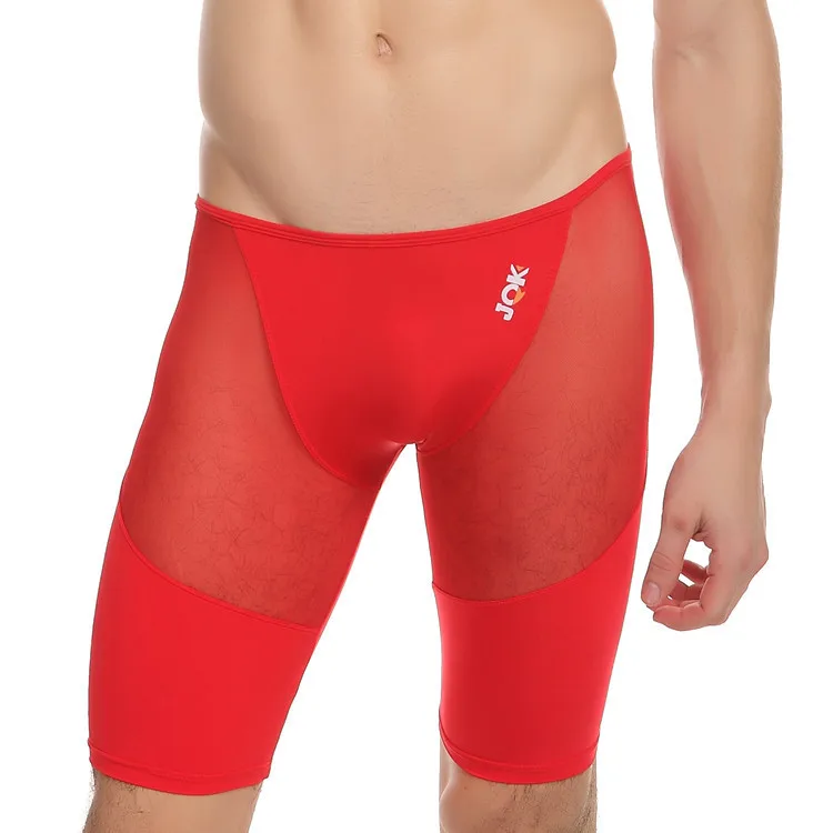 Горячие JQK сексуальные мужские прозрачные капри мужские дышащие брюки обтягивающие штаны для отдыха пляжные брюки - Цвет: Красный