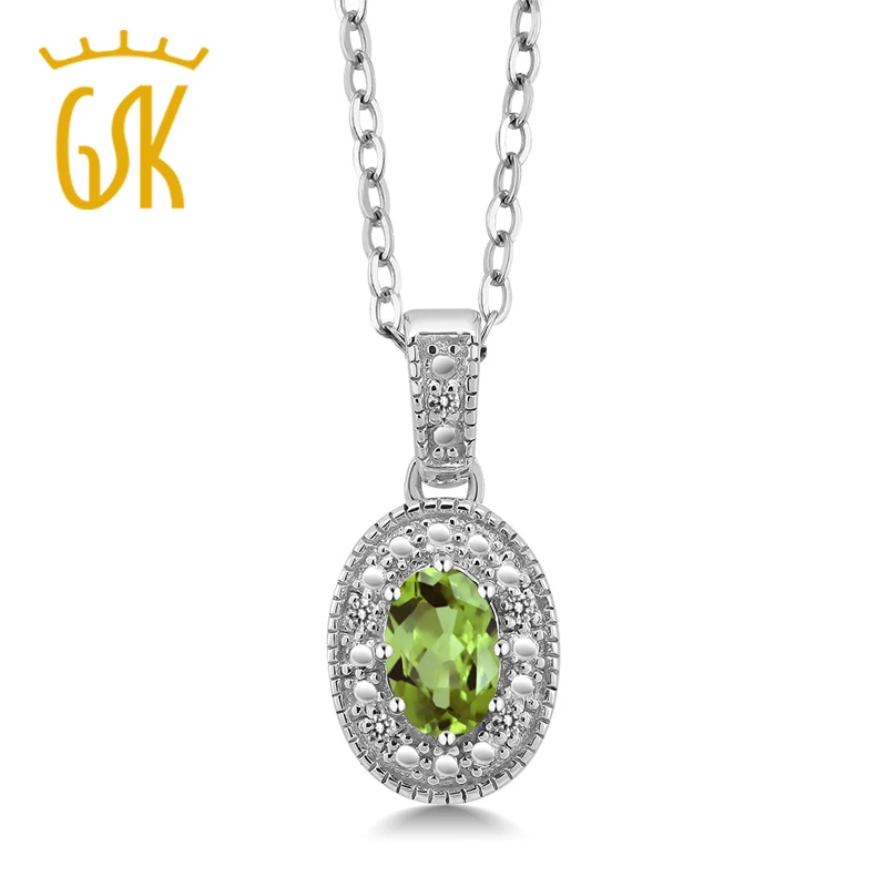 Gem Stone King 1.90 Ct Round Blue Sapphire & Green Peridot Sterling Silver Pendant Necklace - 925 Silver Birthstone Jewelry Gift With Free Chain - View #10