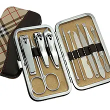 2016 New 10pcs/set Pedicure Set Tweezer Knife Nail Clipper Stainless steel Nail Care Set Kit