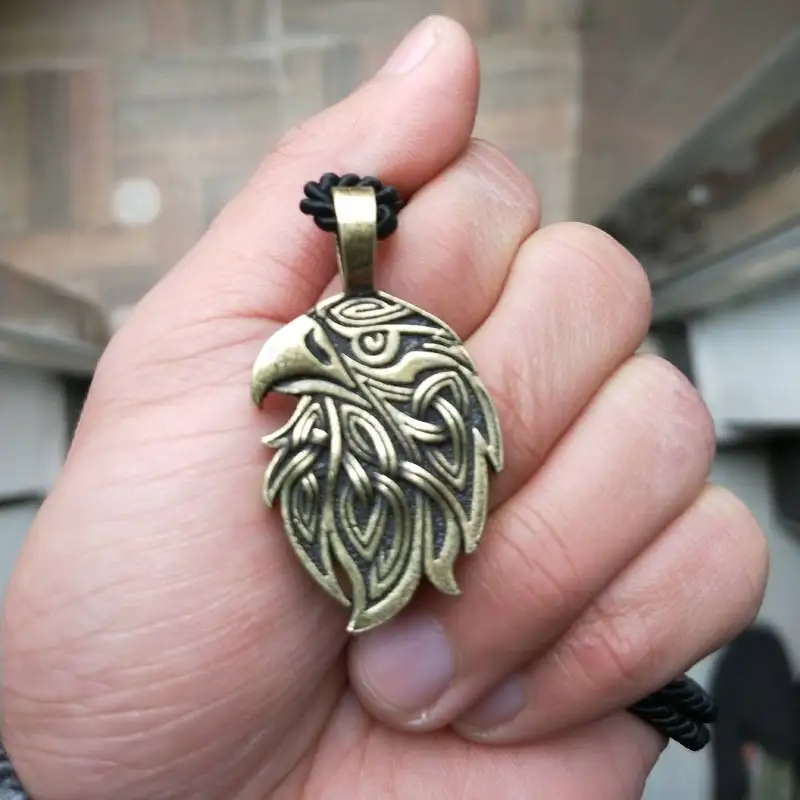 Eagle Pendant Ornament Ethnic Predatory Bird Amulet Knot.Bronze.Sterling Oxidized eagle necklace animal (3)