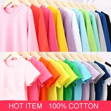 Autumn New 100% Cotton Kids T Shirt Candy Color Long Sleeve Baby Boys Girls T-Shirt Children Pullovers Tee Girl Boys Clothes