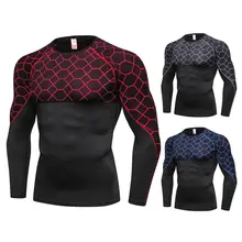 Мужская быстросохнущая компрессионная футболка с длинными рукавами Размер плюс фитнес одежда сплошной цвет быстросохнущая бодибилд Фитнес рубашка