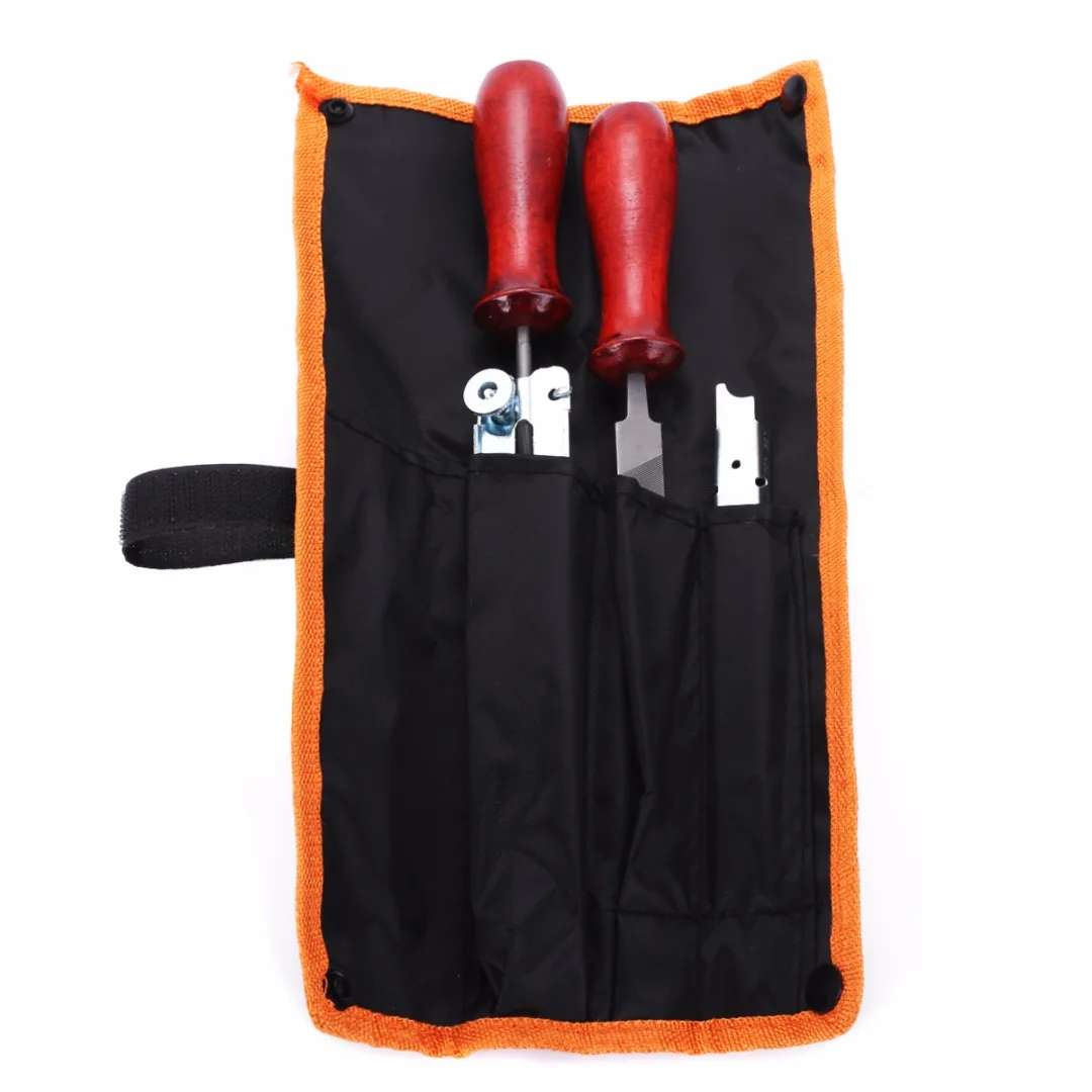 High Quality 5pcs/set Chainsaw Sharpening Filing Kit 5.2mm File Fit for 3/8" Pro Chain With Pouch Mayitr Hot Selling