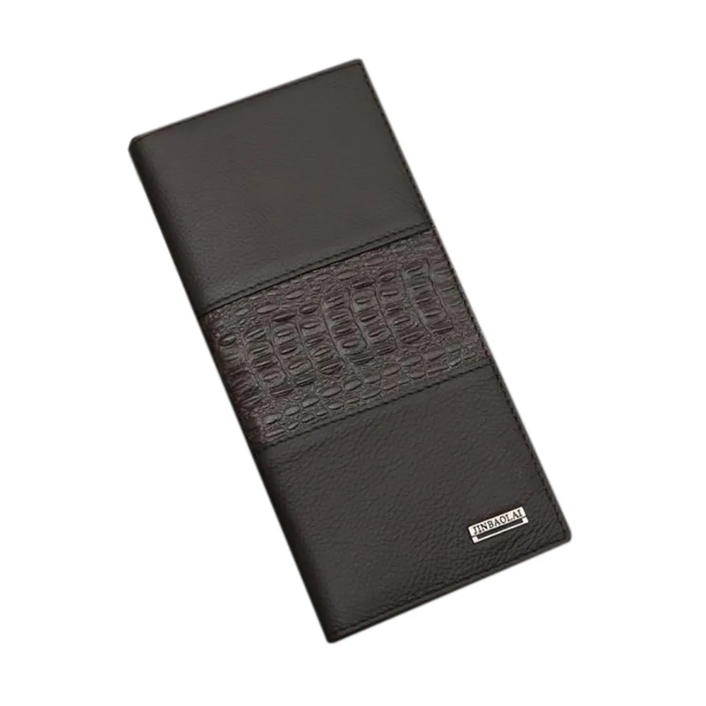 

Luxury Men Long Wallet 2016 New Arrival Bifold Wallet Men Leather Credit/ID Card Holder Coffee Hot Billfold Purse free shipping