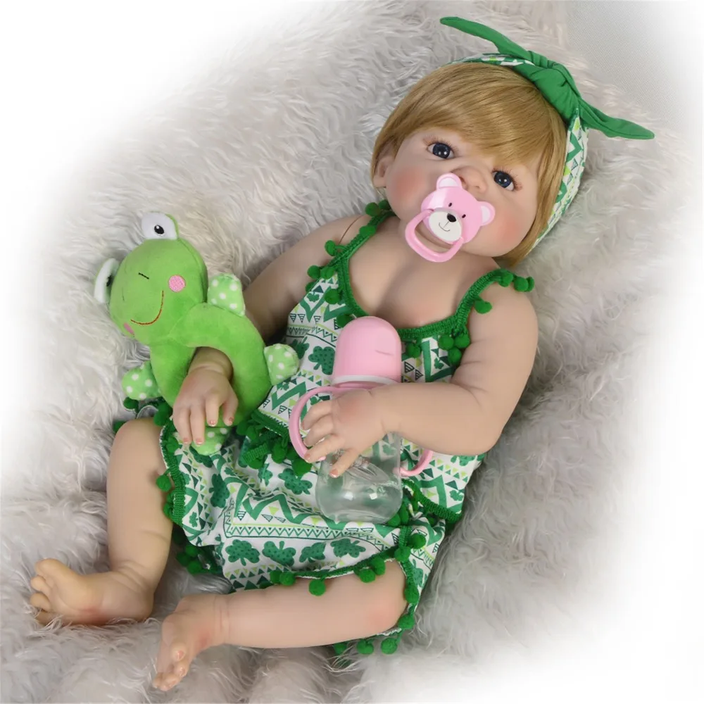 

22" Full Silicone Body Reborn bathe Doll Toys 55cm Newborn Princess Babies Doll children bebe Birthday Gift Kids toys hot sale
