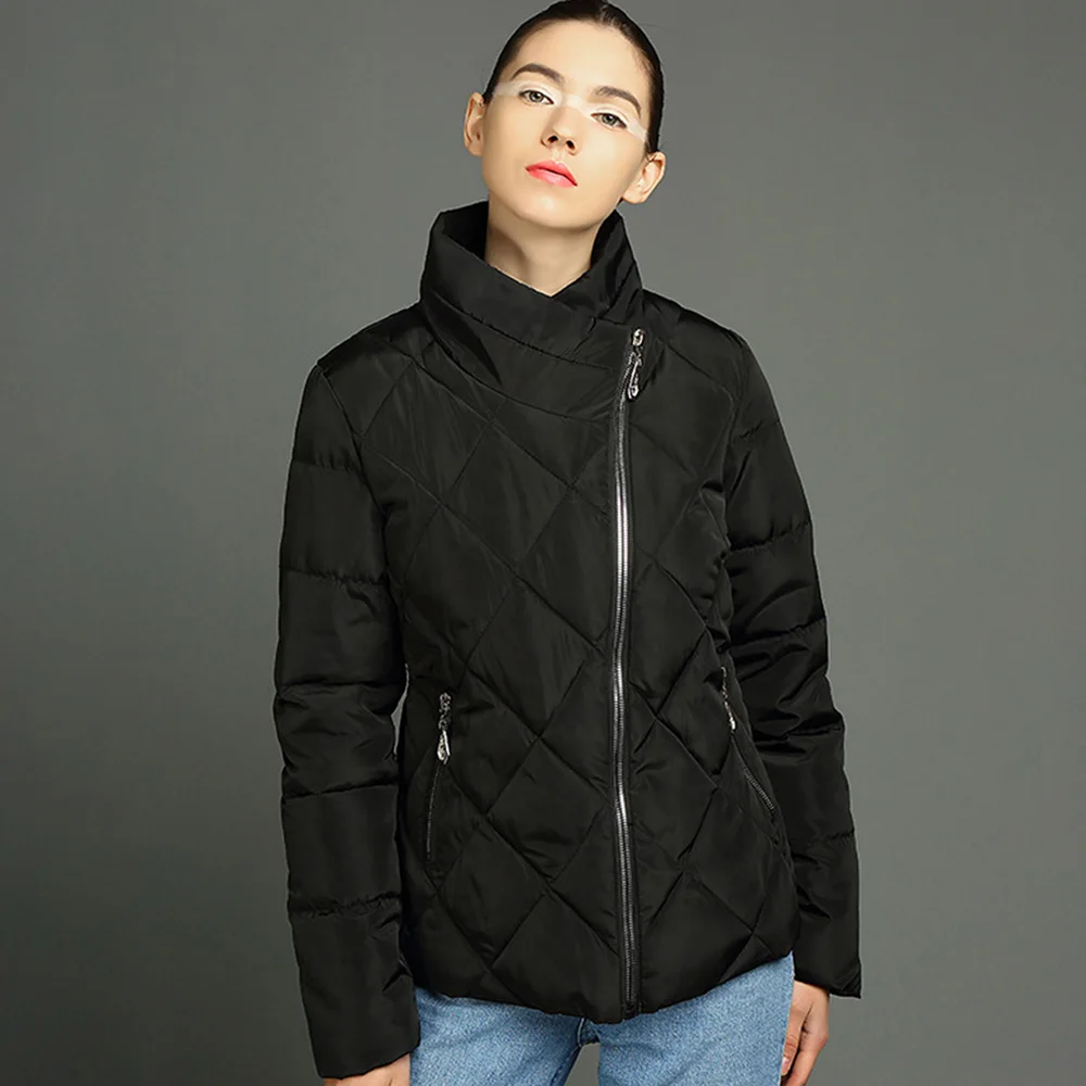 Women Cotton Padded Jacket Turn Down Collar Zipper Overcoat Winter Autumn Chaquetas Goth Parkas