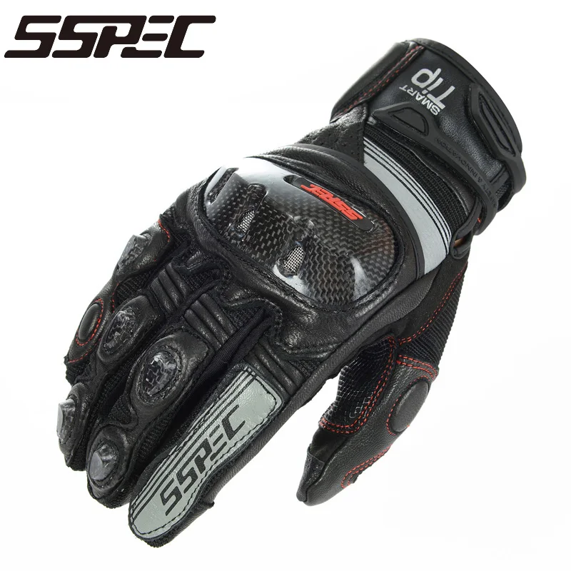 SSPEC Motorcycle Gloves black Racing Gloves Genuine Leather Motorbike Gloves KOMINE GK193 Carbon Fiber knight riding glove black