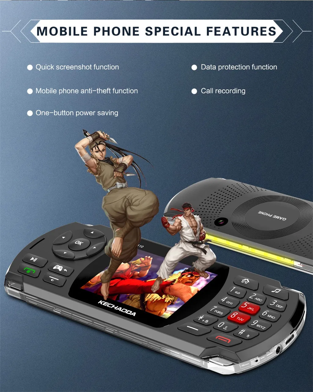 Игровой ЖК-телефон 2,8 дюймов 2600 мАч 100 Классический игровой Фонарь Большой звуковой динамик с вибрацией для двойной sim-карты GSM