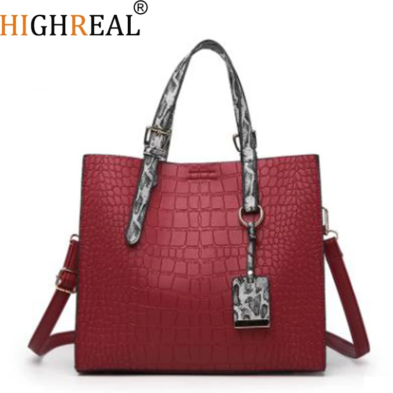

HIGHREAL Luxury Handbags Women Bags Designer Crossbody Bags for Women Shoulder Bag Crocodile Leather Purse Bolsa Feminina