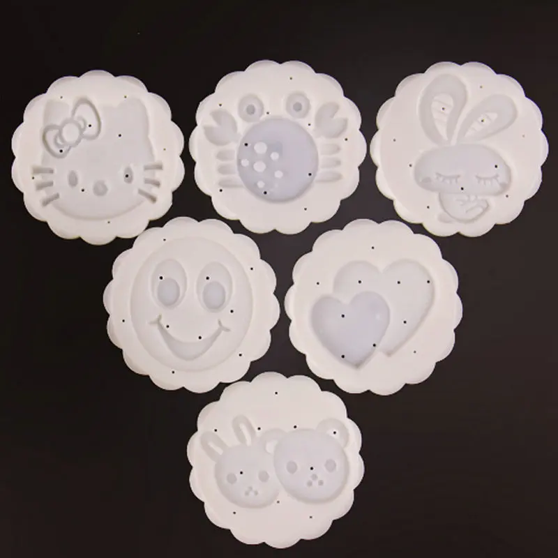 AMW 75g Cartoon Animal Heart Moon Cake Mold Hand Press Plastic Fondant Plunger Cutter Bakery Tools